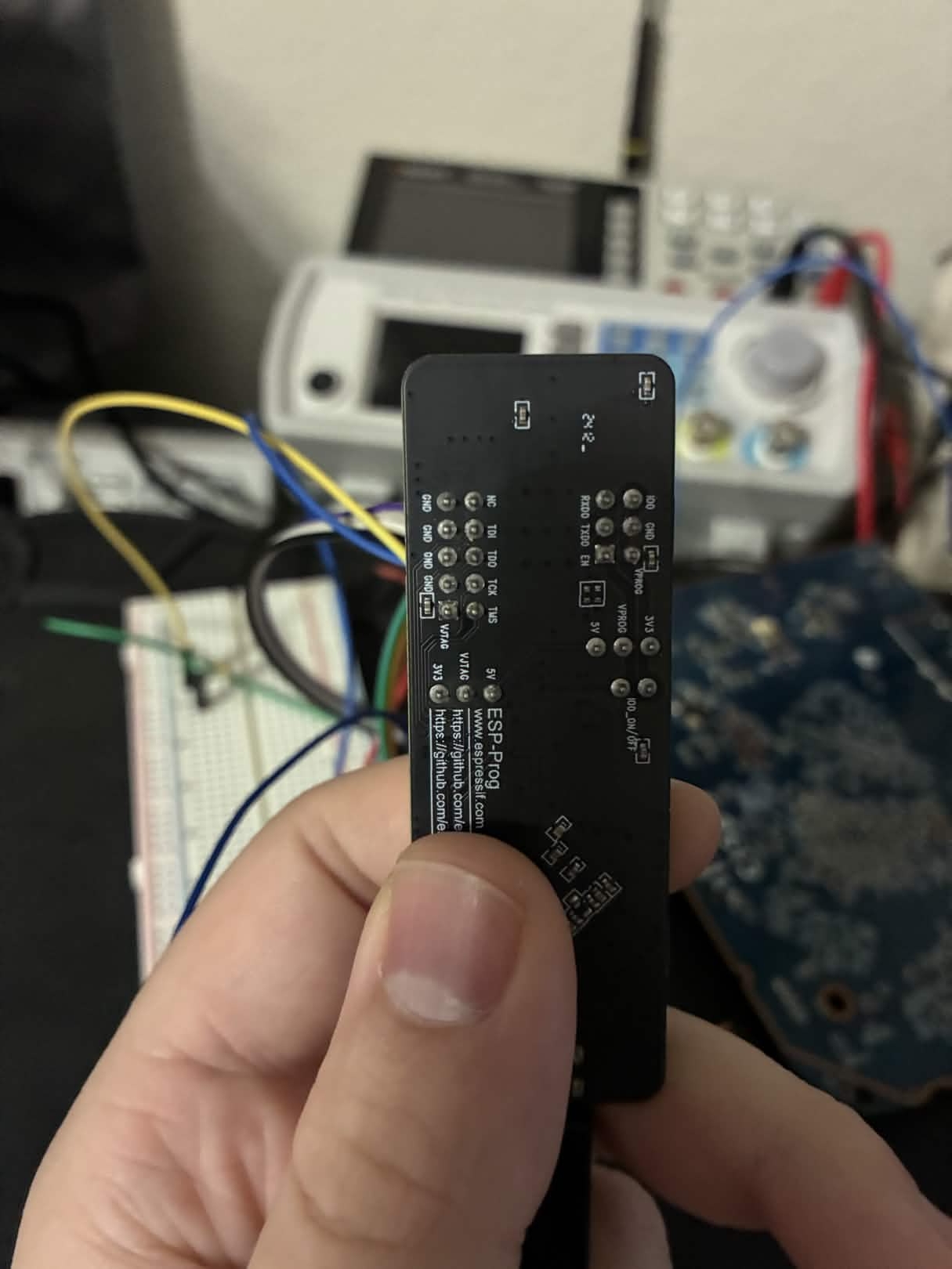 ESP-Prog back side showing pin labels on silkscreen